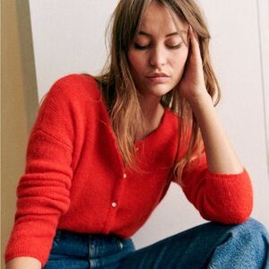Sezane Red Gaspard Cardigan